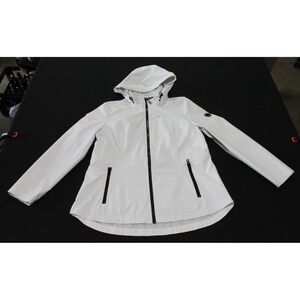 Nautica Womens White Water Resistant Hooded Windbreaker Jacket Size XL